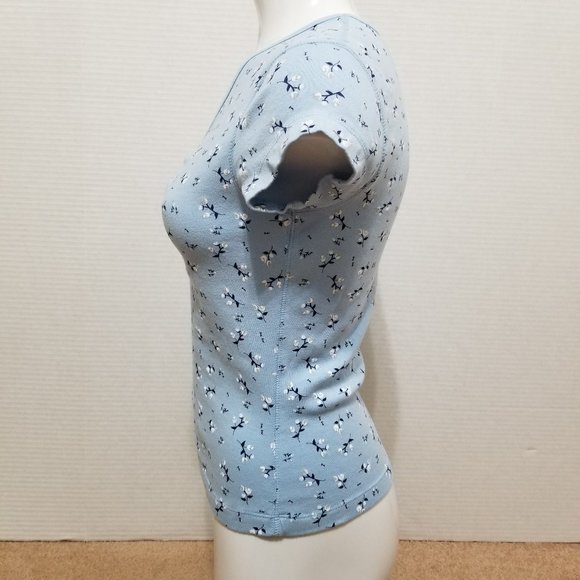 OCI top Large floral print v-neck ruched bust stretch Y2K - Picture 2 of 9